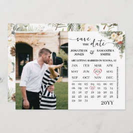 Winter Floral Calendar with Photo Save The Date
