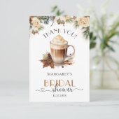 Winter Floral Coffee Brautparty Danke Karte (Stehend Vorderseite)