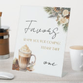 Winter Floral Coffee Brautparty Favorit Table Sockelschild (In Situ)