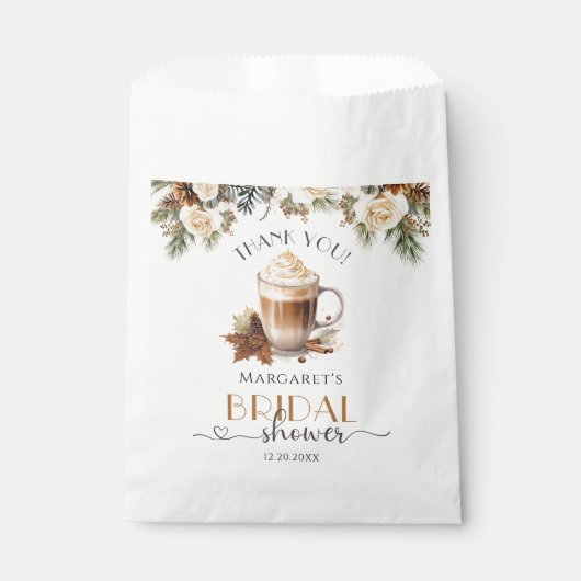 Winter Floral Coffee Brautparty Geschenktütchen (Vorderseite)