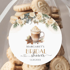 Winter Floral Coffee Brautparty Round Sticker