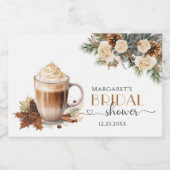 Winter Floral Coffee Brautparty Schaumweinetikett (Einzelnes Label)