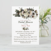 Winter Floral Creme Peony Conifer Brautparty Einladung (Stehend Vorderseite)