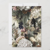 Winter Floral Creme Peony Conifer Brautparty Einladung (Rückseite)