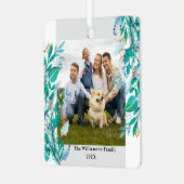 Winter Floral Custom Foto Weihnachtsthema Ornament Aus Metall (Vorderseite links)