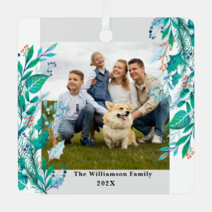 Winter Floral Custom Foto Weihnachtsthema Ornament Aus Metall