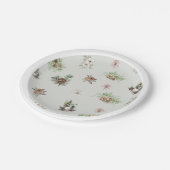 Winter Floral Elegante Green Rustic Baby Dusche Pappteller (Schrägansicht)