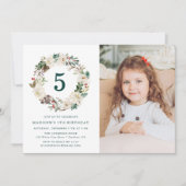 Winter floral | Foto Geburtstagspartei Einladung (Vorderseite)