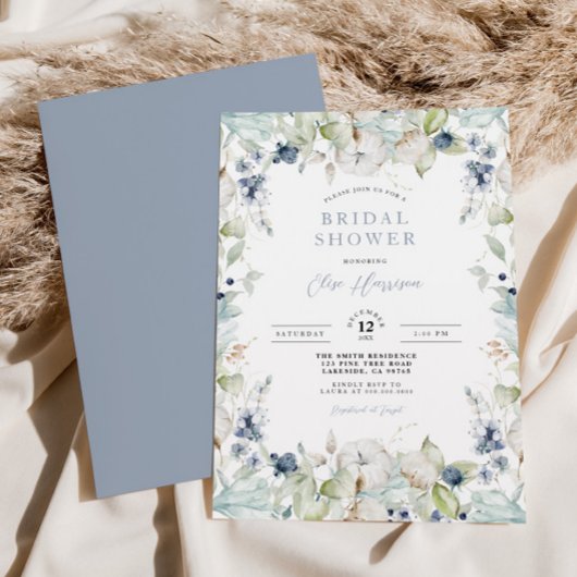 Winter Floral Frame Bridal Dusche Einladung