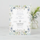 Winter Floral Frame Bridal Dusche Einladung (Stehend Vorderseite)