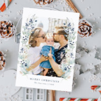 Winter Floral Frame Dusty Blue Foto