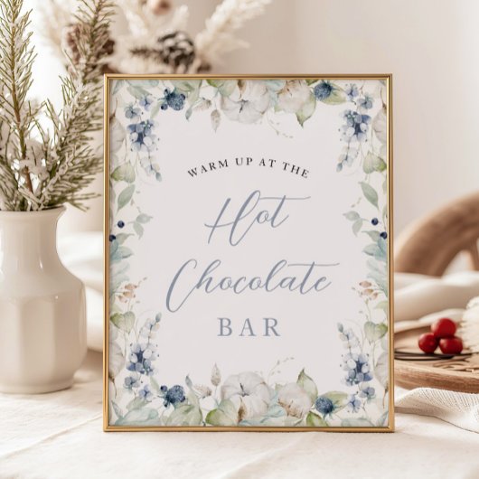 Winter Floral Frame Hot Chocolate Brautparty Poster