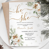 Winter Floral Gender Reveal Baby Shower Einladung