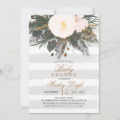 Winter Floral Glitzer Kinderdusche Einladung (Vorderseite)