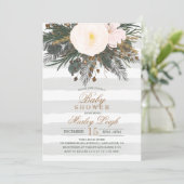 Winter Floral Glitzer Kinderdusche Einladung (Stehend Vorderseite)