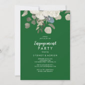 Winter Floral|Green Engagement Party Einladung (Vorderseite)