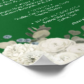 Winter Floral|Green Wedding Drinks Menu Sign Poster (Ecke)