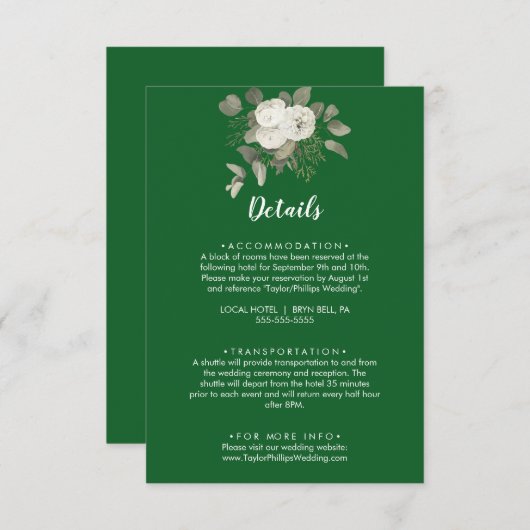 Winter floral | Grüne Hochzeiten Begleitkarte (Vorne/Hinten)