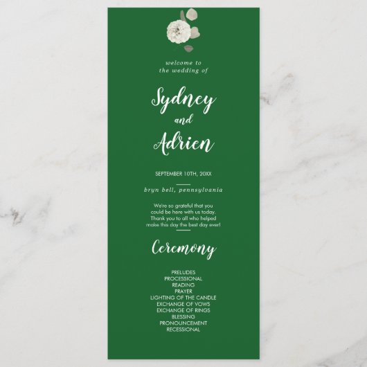 Winter floral | Grüne Hochzeiten Programm (Vorderseite)