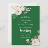 Winter floral | Grüne informelle Hochzeitseinladun Einladung (Vorderseite)