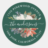 Winter Floral Holiday Address Umschlag Aufkleber (Vorderseite)