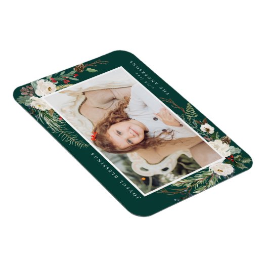 Winter floral | Holiday Foto Magnet (Rechte Seite)