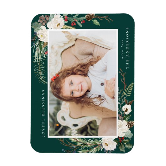 Winter floral | Holiday Foto Magnet (Vertikal)