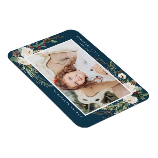 Winter floral | Holiday Foto Magnet (Rechte Seite)