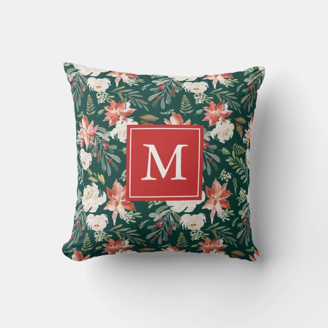 Winter floral | Holiday Monogram Kissen (Vorderseite)
