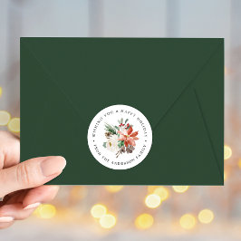 Winter Floral Holiday Runder Aufkleber