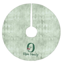 Winter Floral Illustriert Letter O Personalisiert Polyester Weihnachtsbaumdecke