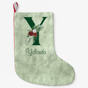 Winter Floral Illustriert Letter Y Personalisiert Kleiner Weihnachtsstrumpf