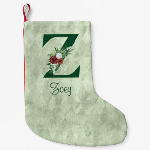 Winter Floral Illustriert Letter Z Personalisiert Kleiner Weihnachtsstrumpf