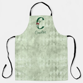 Winter Floral Illustrierter Buchstabe C Personalis Schürze