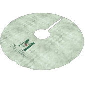 Winter Floral Illustrierter Buchstabe M Personalis Polyester Weihnachtsbaumdecke (Schrägansicht)