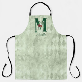Winter Floral Illustrierter Buchstabe M Personalis Schürze
