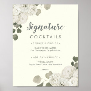 Winter floral   Ivorische Signature Cocktails Zeic Poster