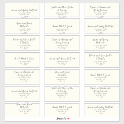 Winter floral | Ivory Wedding Guest Address Labels (Blatt)