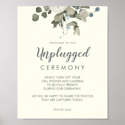 Winter floral | Ivory Wedding Unplugged Zeremonie Poster (Vorne)