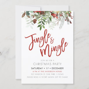 Winter Floral Jingle & Mingle Weihnachts-Party Einladung