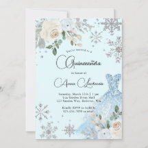 Winter Floral Light Blue und Silver Quinceanera