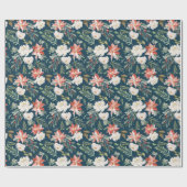 Winter floral | Marine Holiday Geschenkpapier (Flach)