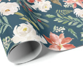 Winter floral | Marine Holiday Geschenkpapier (Rolleneckpunkt)