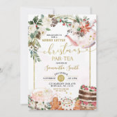 Winter Floral Merry Little Christmas Par - Tee Einladung (Vorderseite)