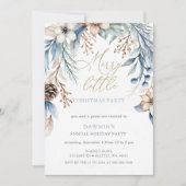Winter Floral Merry Little Christmas Party Einladung (Vorderseite)