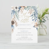 Winter Floral Merry Little Christmas Party Einladung (Stehend Vorderseite)