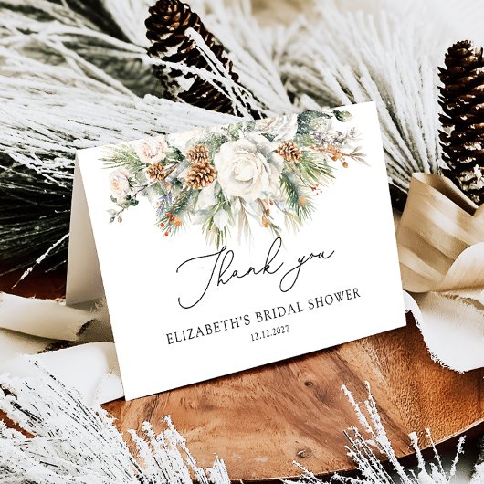 Winter Floral Modern Brautparty Danke Karte
