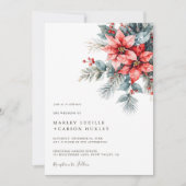 Winter Floral Moderne Weihnachtsfeier Einladung (Vorderseite)