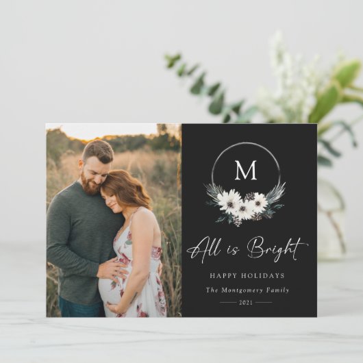 Winter Floral Monogram Wreath Foto (Stehend Vorderseite)