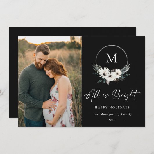 Winter Floral Monogram Wreath Foto (Vorne/Hinten)